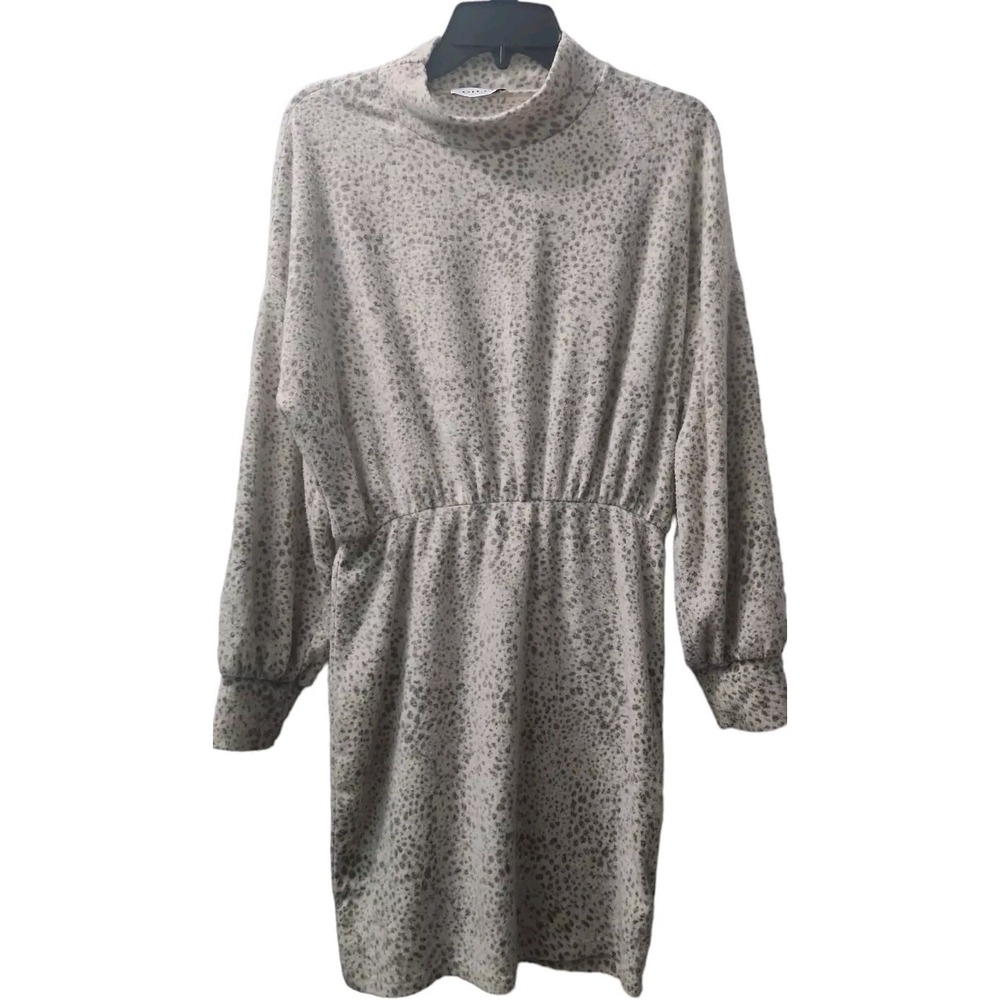 Gilli Mini Dress Leopard Print Long Sleeve‎ Mock Neck Casual Dress